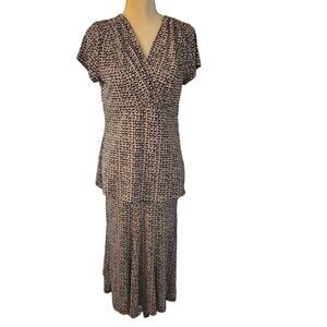 Ratio By Liz Claiborne Women's 2pc Blouse & Skirt Black Cream White Bobo Medium